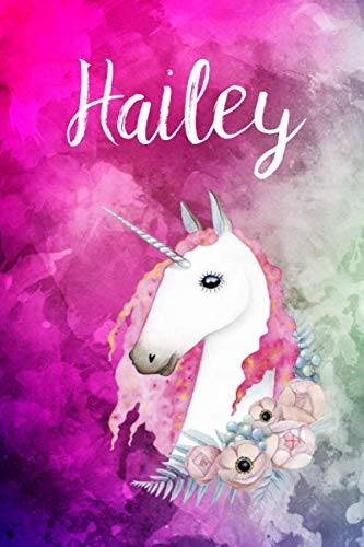Hailey: Cute Unicorn Notebook Writing Journal for Girls,6x9 dimension|121pages,Personalized With Name, Personalized Writing Journal,Notebook for Women and Girls, Personalized Notebook/Journal Gift Self-help