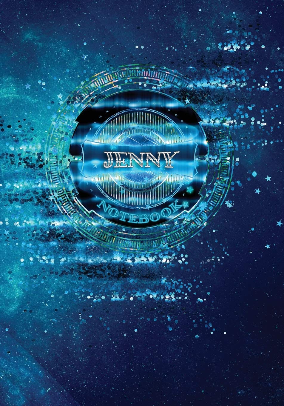 Jenny Notebook: Art Deco - 7"X10" Blue Spiritual Cosmic Composition Book Learning & Reference