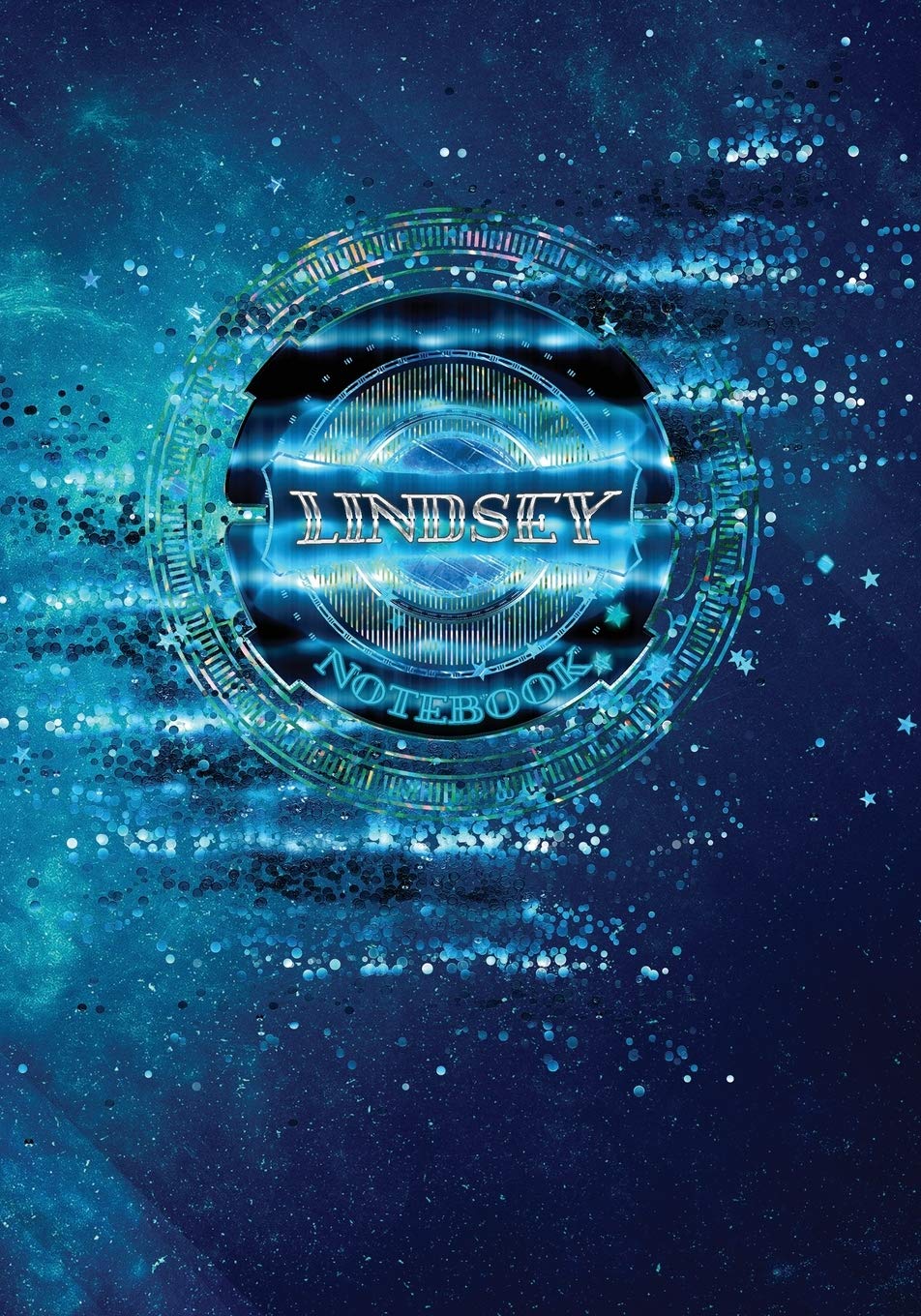 Lindsey Notebook: Art Deco - 7"X10" Blue Spiritual Cosmic Composition Book Learning & Reference