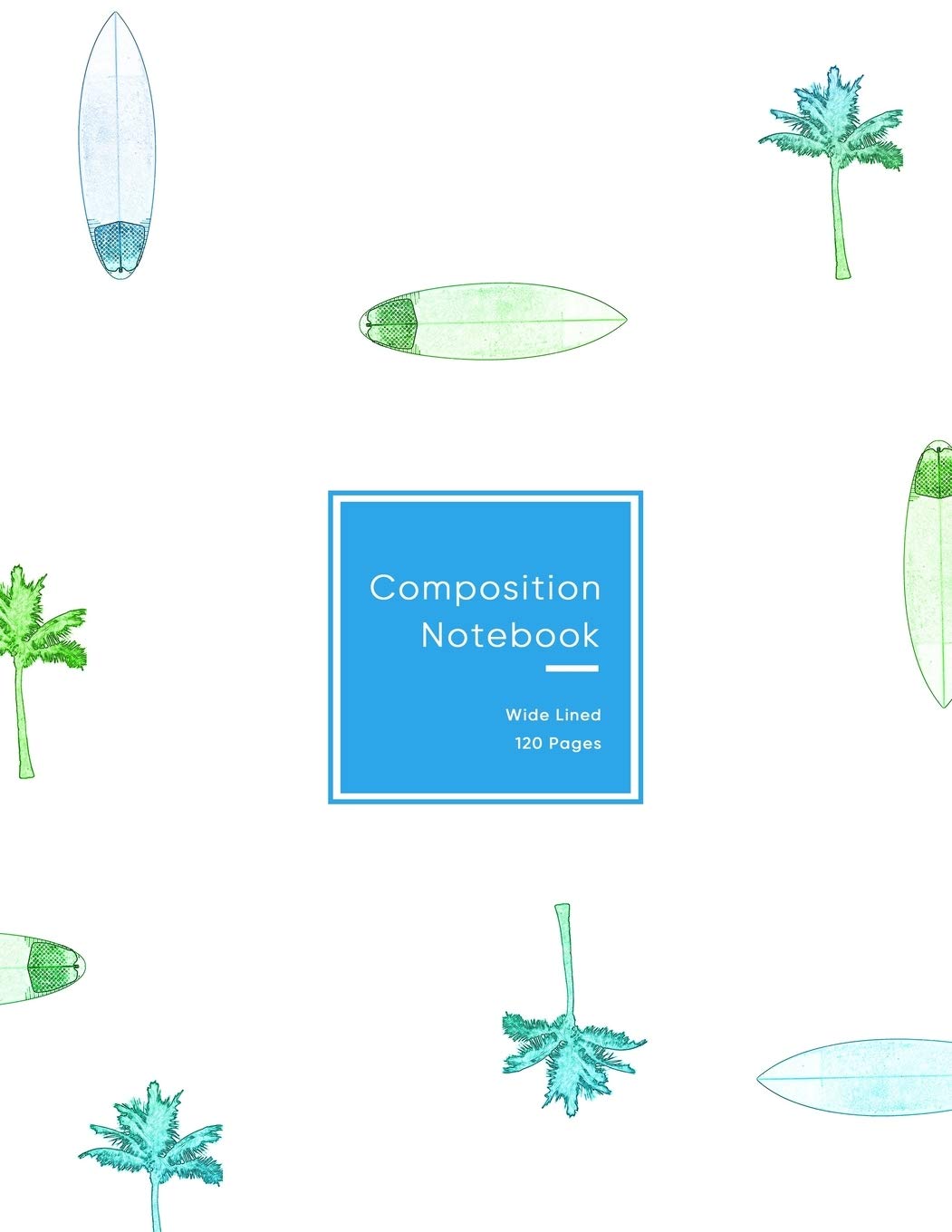 Composition Notebook: school or college ruled journal book for students | Wide lined size composition style exercise notebook | Blue and green surfing cover Essays & Short Stories