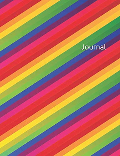 Journal: Blank unlined 8.5 x 11 Rainbow unruled notebook journal without lines for kids, women, teens, boys, men and girls - Colorful stripes Gay Lgbt Cover Architecture