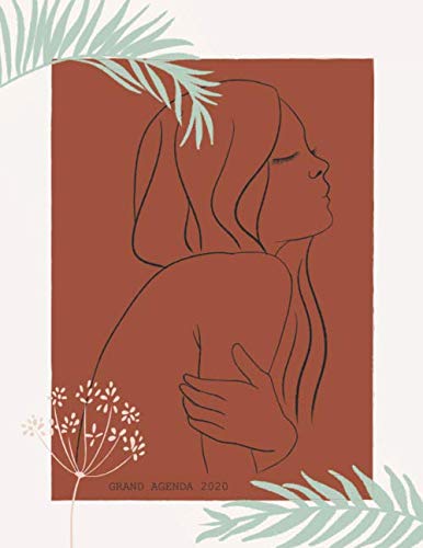 Grand agenda 2020: Agenda de Janvier 2020 à Décembre 2020, Semainier grand format 21x28cm, simple & graphique, idéal prise de rendez-vous, série Line Art, motif "Pensive" book