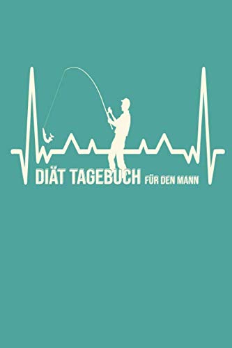 Diät Tagebuch: Sport und Fitness Abnehmbuch für den Mann. Abnehmtagebuch zum ausfüllen um sich selbst zu motivieren und um seine Erfolge zu sehen. Design : Angler Fisch Angeln Heartbeat Health, Nutrition & Fitness