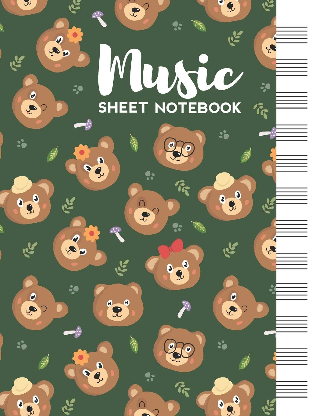 Music Sheet Notebook: Blank Staff Manuscript Paper with Cute Bears Themed Cover Arts & Music