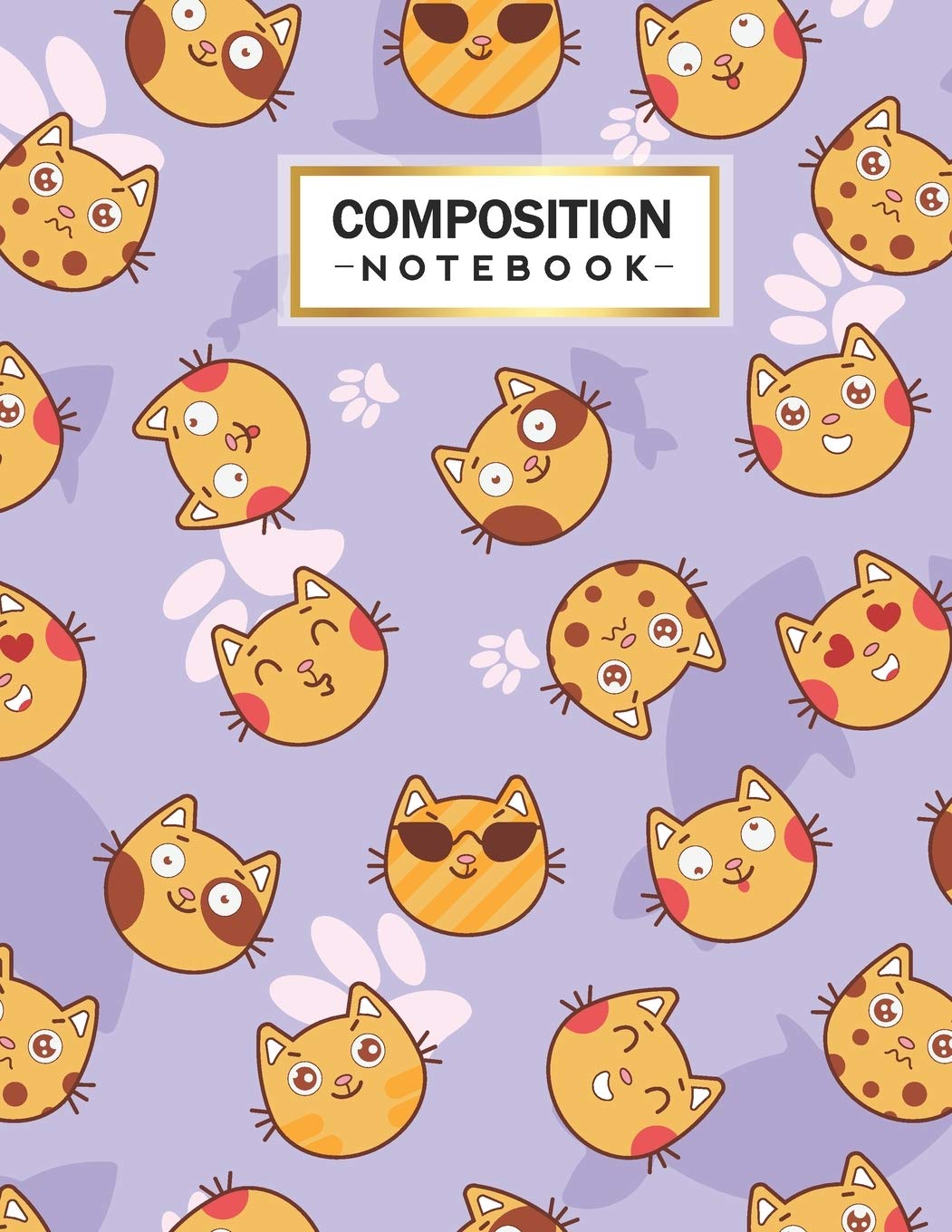 Composition Notebook: College Wide Ruled Line Paper for Writing Notes in School and Work with Cute Cat Emoji Themed Cover Learning & Reference