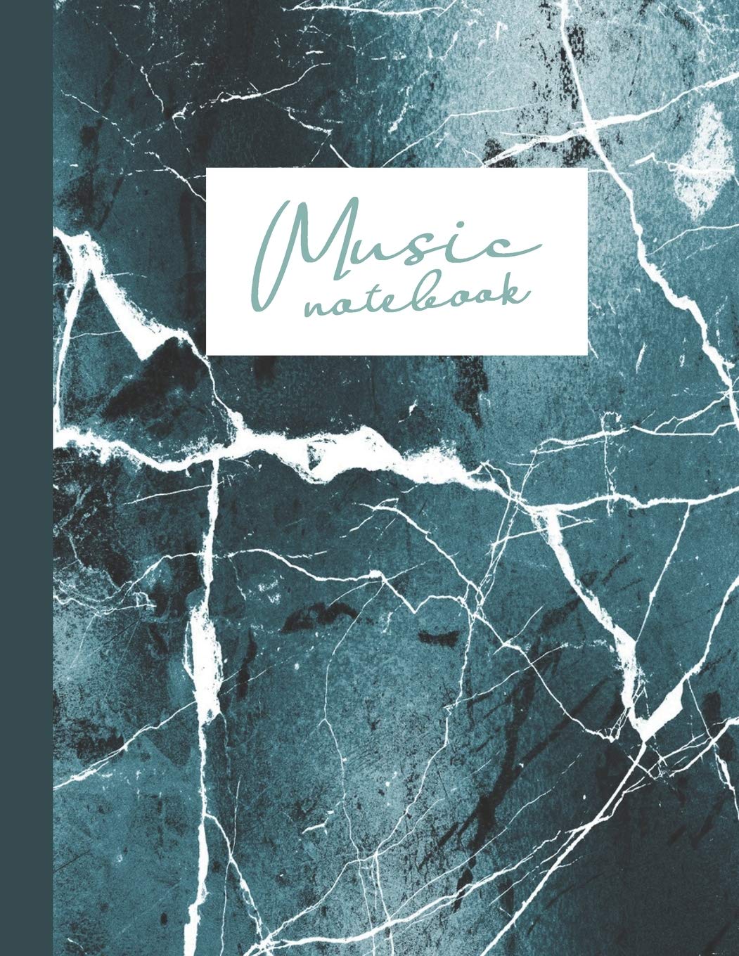 Music notebook: wide staff manuscript paper | 8.5x11 | 120 pages | 8 staves per page | easy to write on | dark teal marble stone | perfect for students, musicians and composers Arts & Music