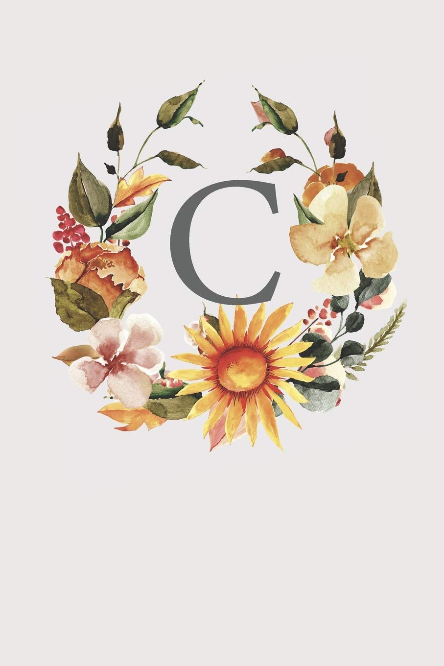 C: Pink Monogram Sketchbook | 110 Sketchbook Pages (6 x 9) | Sunflower Watercolor Monogram Sketch Notebook | Personalized Initial Letter Journal | Monogramed Sketchbook Arts & Music