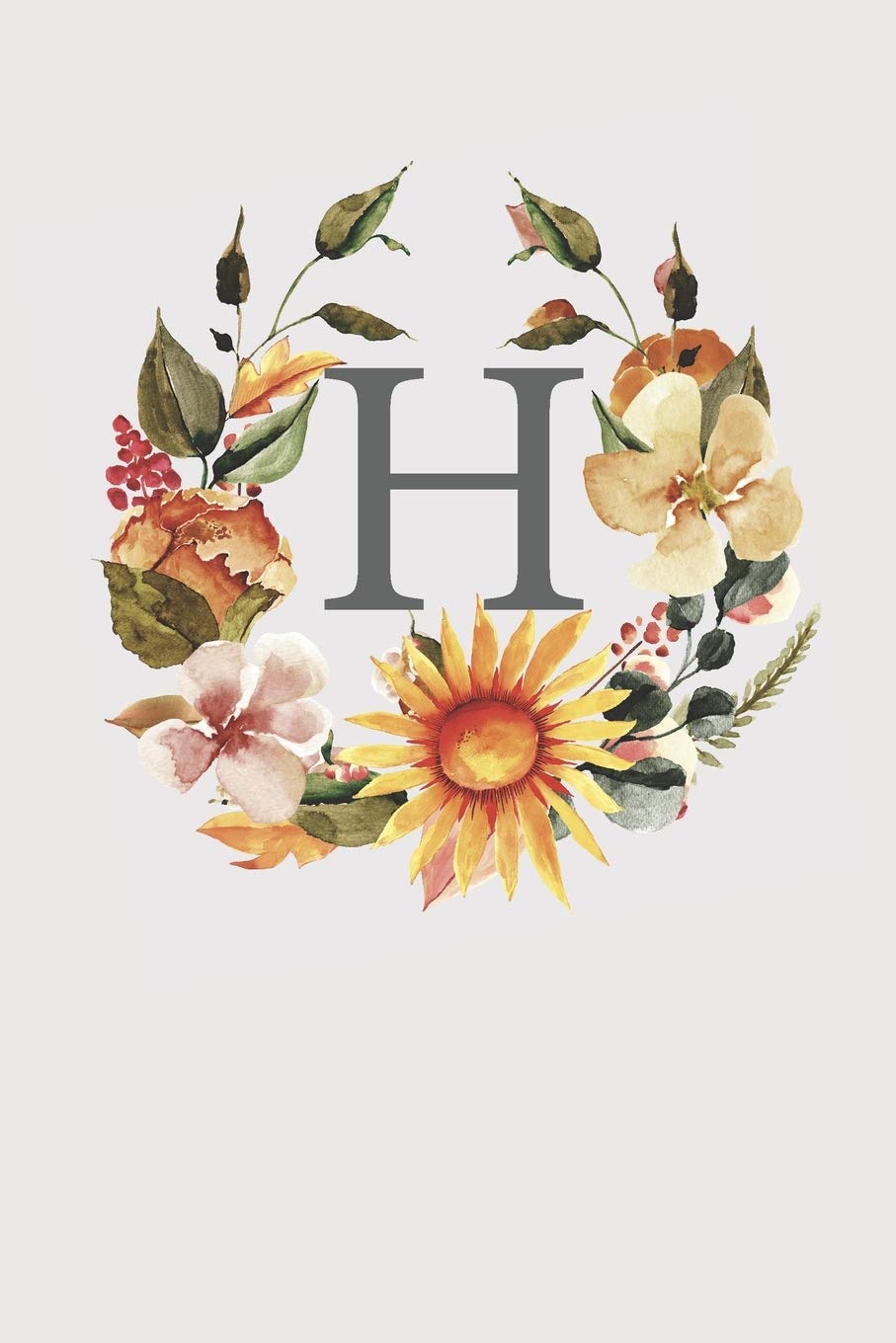 H: Pink Monogram Sketchbook | 110 Sketchbook Pages (6 x 9) | Sunflower Watercolor Monogram Sketch Notebook | Personalized Initial Letter Journal | Monogramed Sketchbook Arts & Music