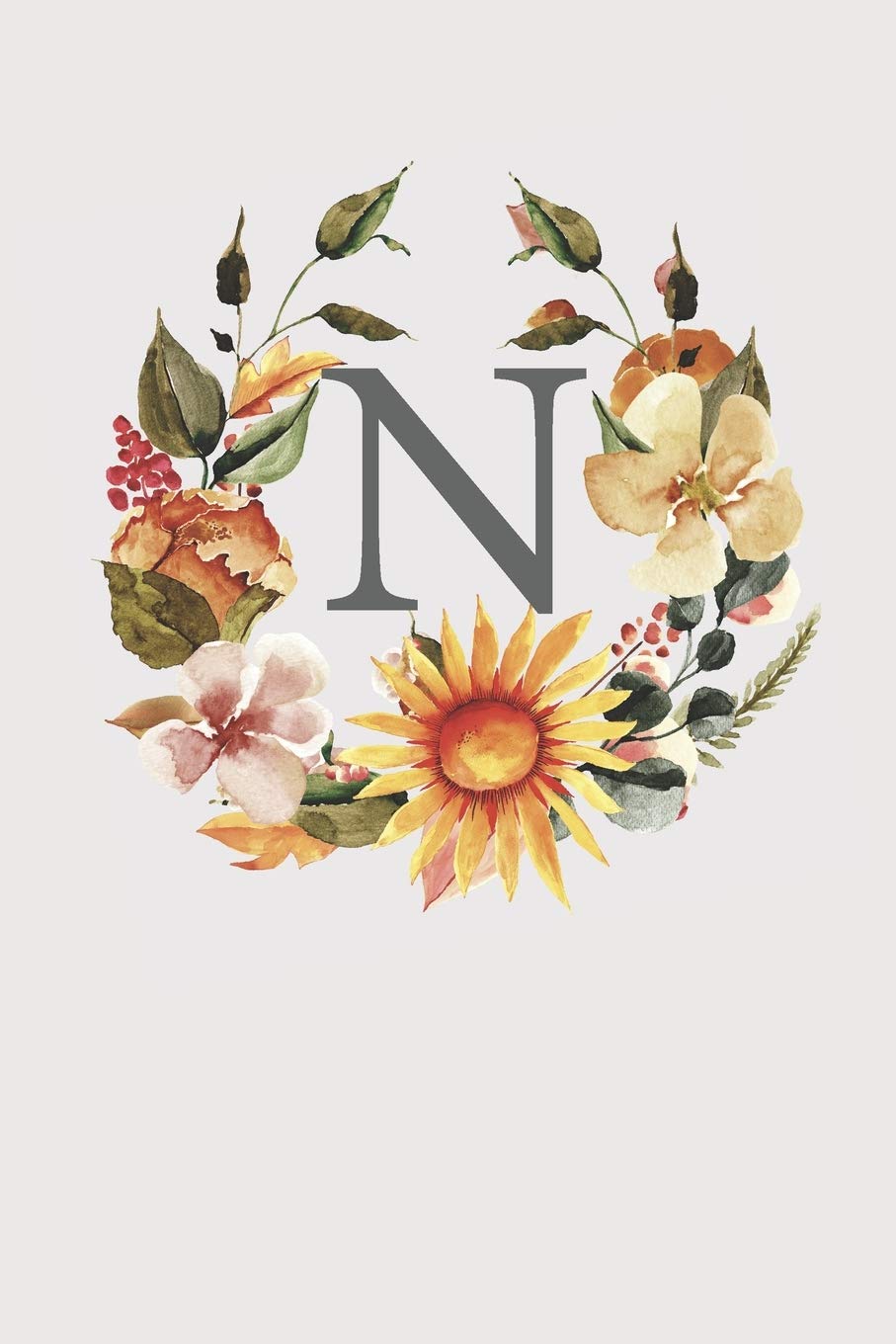 N: Pink Monogram Sketchbook | 110 Sketchbook Pages (6 x 9) | Sunflower Watercolor Monogram Sketch Notebook | Personalized Initial Letter Journal | Monogramed Sketchbook Arts & Music