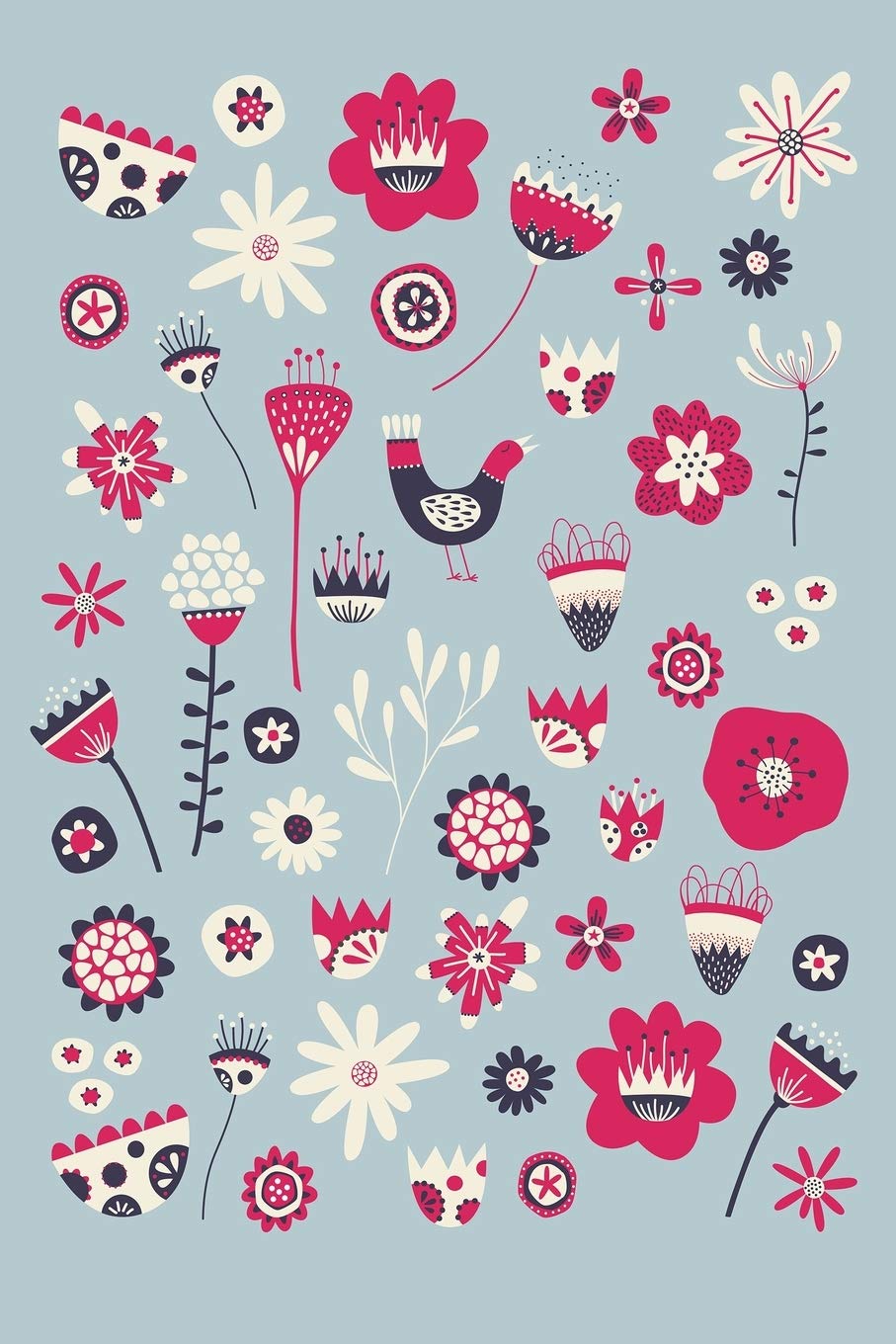 Notes: A Blank Guitar Tab Music Notebook with Blue Folk Flowers Cover Art Architecture