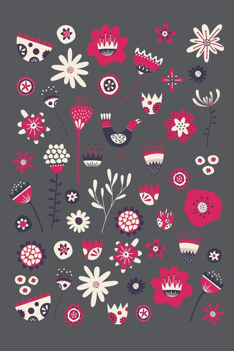 Notes: A Blank Squared Paper Journal with Dark Folk Flowers Cover Art Mathematics