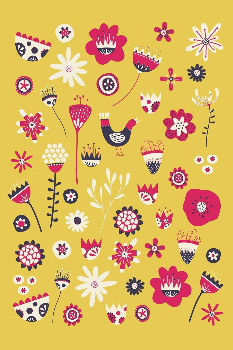 Notes: A Blank Lined Journal with Yellow Folk Flowers Cover Art Mathematics