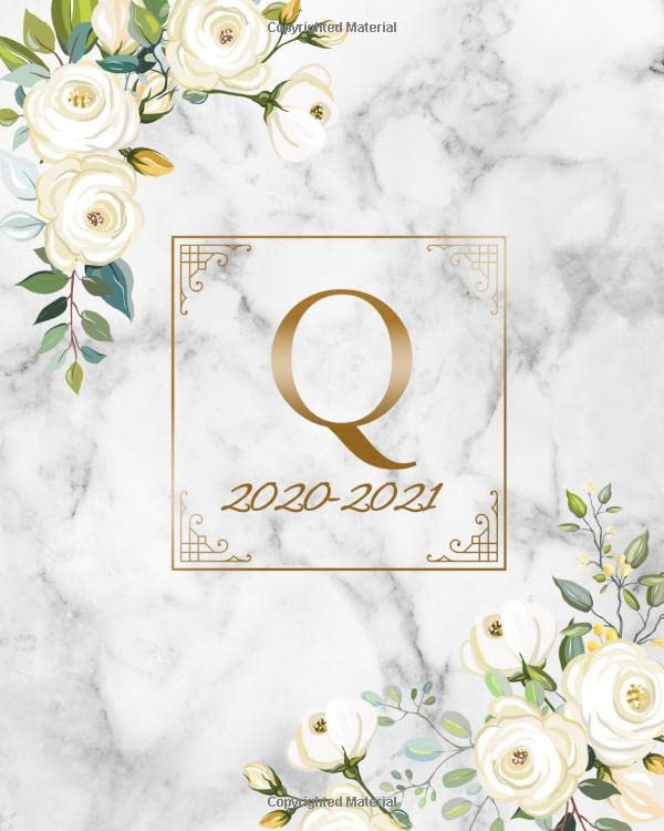2020-2021: Marble & Gold Monogram Initial Letter Q Two Year Organizer - Pretty Grey Marble 2 Year Agenda & Calendar With To-Do’s, Inspirational Quotes & Holidays, Notes & Vision Boards. Business, Finance & Career