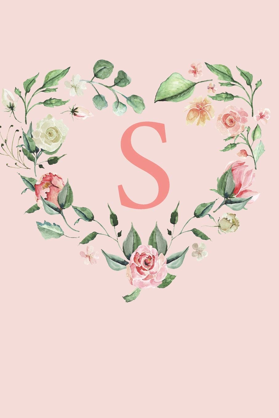 S: A Soft Pink Floral Heart Wreath Monogram Sketchbook | 110 Sketchbook Pages (6 x 9) | Floral Watercolor Monogram Sketch Notebook | Personalized Initial Letter Journal | Monogramed Sketchbook Arts & Music