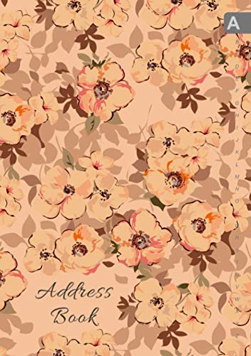 Address Book: B5 Medium Contact Notebook Organizer | A-Z Alphabetical Sections | Large Print | Painted Cute Flower Design Orange Media & Communication