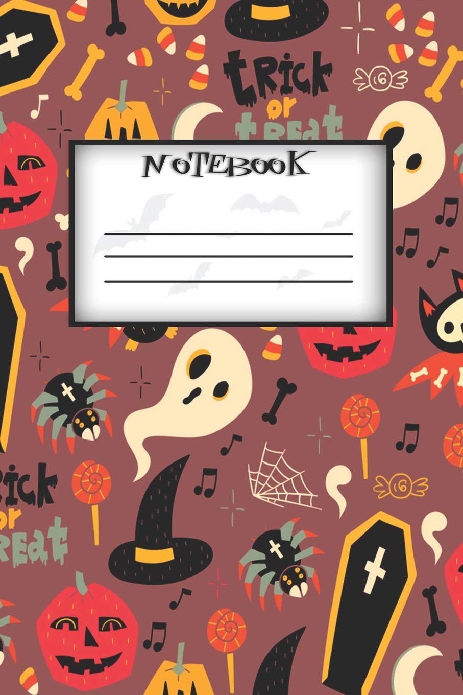 Notebook: Halloween Pumpkin 6x9 in - 100 Pages - Wide Ruled - Black Lined Paper Journal Notebook- Back to School Essays & Short Stories