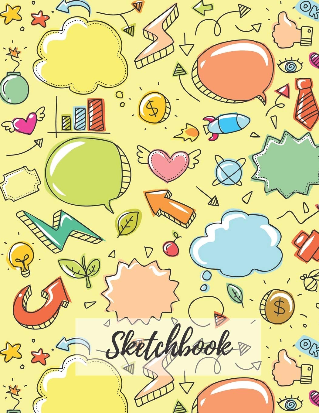 Sketchbook: Blank, Large (110 pages, 8.5 x 11 in) Simple Notebook for Drawing or Sketching. Cartoon Sketchbook to Draw and Journal Books