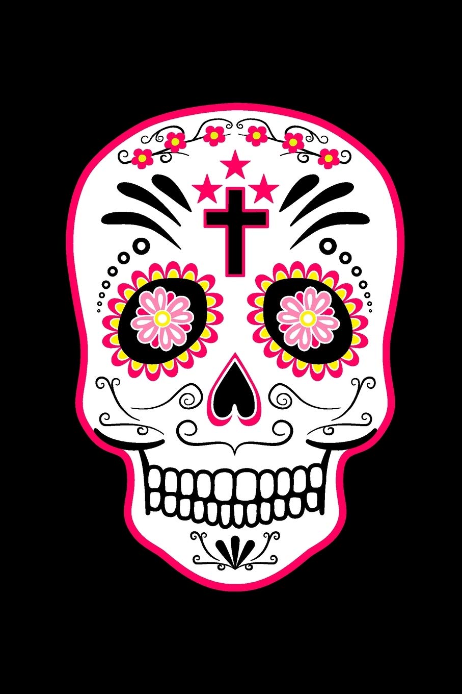 Notizbuch: Totenkopf Day of the Dead Journal Notizheft im Format DIN A5 6x9 inch mit 120 Seiten | kariert | karo | Kästchen | 5 mm x 5mm (Standardgröße) Kästchen | Version pink 1 Books