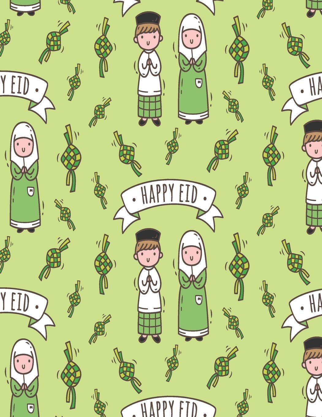 Happy EID: Happy EID cute boy and girls Notebook for Kid and Lined pages, Extra large (8.5 x 11) inches, 110 pages, White paper (Notebook and journal) book