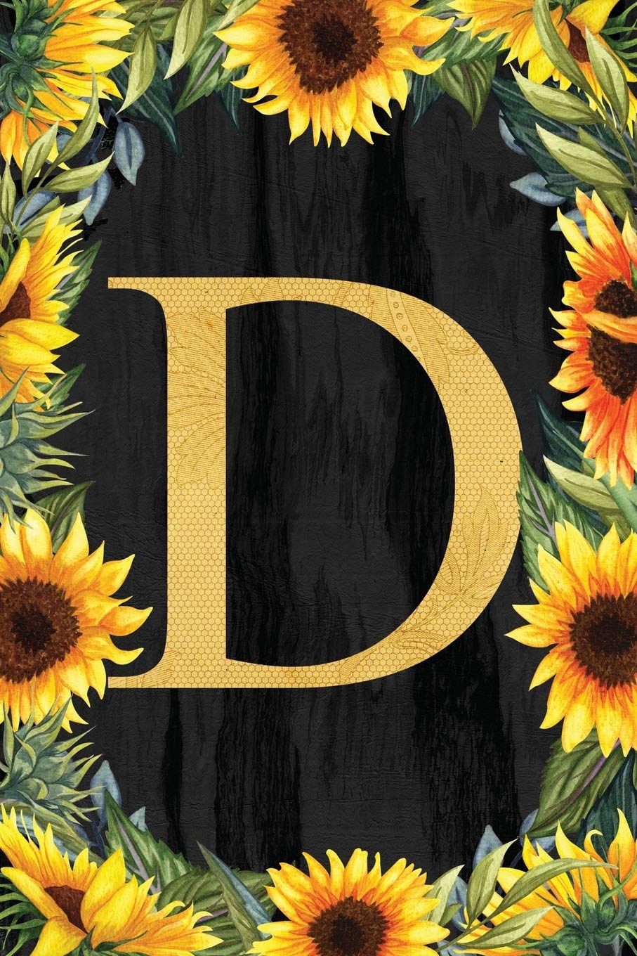 D - Monogrammed Sunflower Journal: Personalized College Ruled 6x9 Floral Notebook Essays & Short Stories