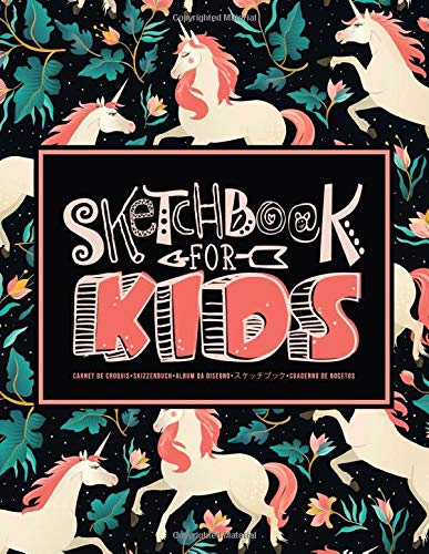 Sketchbook for Kids: Carnet de croquis | Skizzenbuch | Album da disegno | スケッチブック | Cuaderno de bocetos: Learn to Draw: 100 Blank Page Sketch Book for ... & Writing: Pretty pink unicorn pattern 342-9 Books