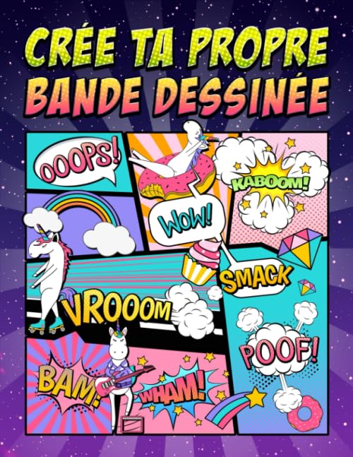 Crée ta propre bande dessinée: 100 planches de BD vierges pour adultes, ados & enfants : couverture de licorne 2841 Manga