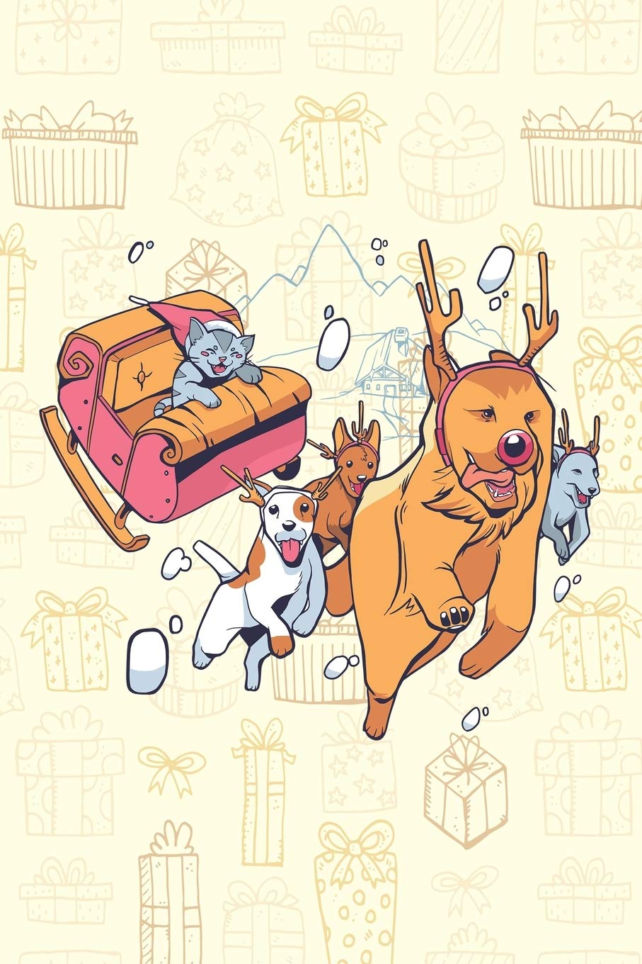Funny Christmas notebook diary Journal Lined about A5 FORMAT - notepad for school and work. Christmas theme, dogs, cats, funny,: Christmas gift for ... or Santa Claus as a sweet gift - nice Journal Non-fiction