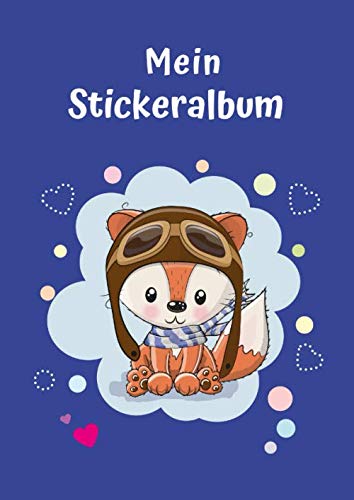 Mein Stickeralbum: Motiv Fuchs Pilot | 30 Seiten | DIN A4 | Blanko | Kein Silikonpapier | Geschenkidee Non-fiction