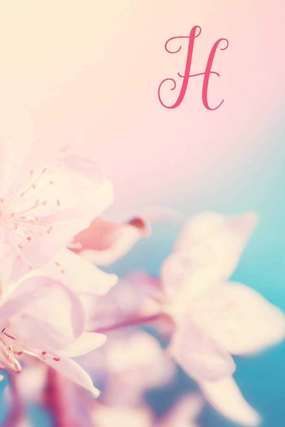 H: Monogram Initial Notebook and diary with pink floral design Essays & Short Stories