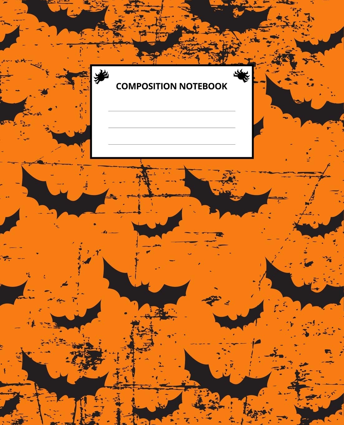 Composition Notebook: Halloween Bat 7.5 x 9.25 in - 100 Pages - Wide Ruled - Black Lined Paper Journal - Back to School, Classwork book