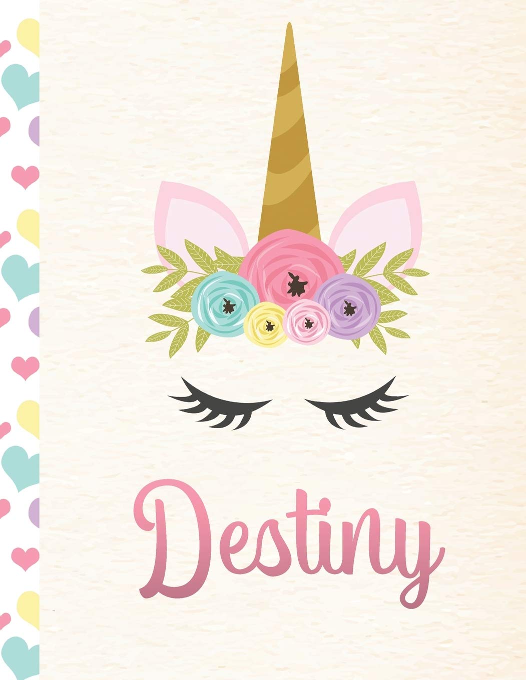 Destiny: Personalized Unicorn Sketchbook For Girls With Pink Name - 8.5x11 110 Pages. Doodle, Sketch, Create! Books