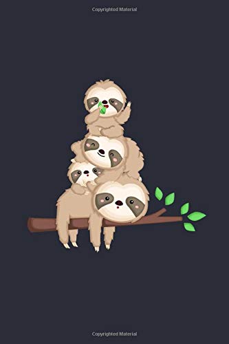 Cute Sloth Family Notebook: Cute Animals Bullet Journal with 150 College Ruled Lined Paper Pages in 6” x 9” Inch - Composition Book Diary Notepad Pets