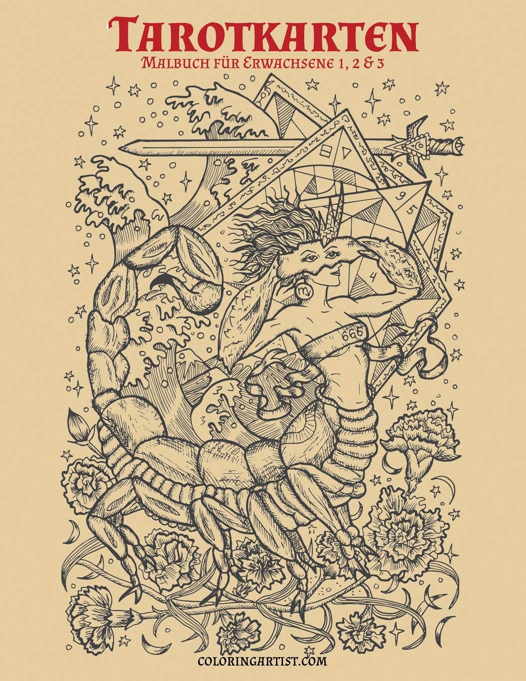 Tarotkarten-Malbuch für Erwachsene 1, 2 & 3 Religion & Esotericism