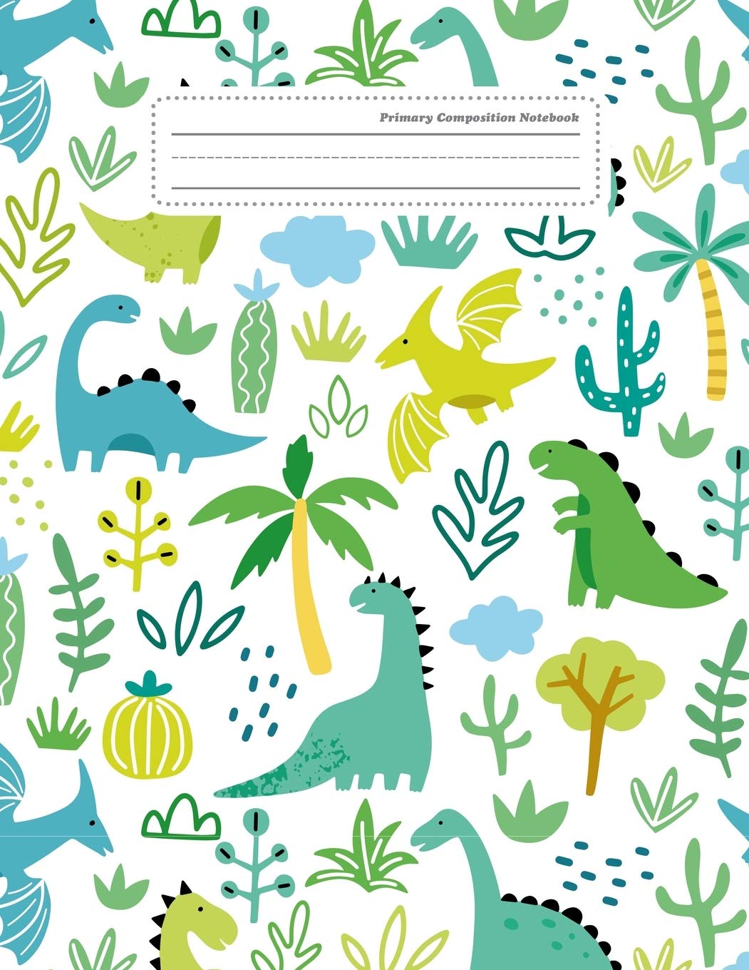 Primary Composition Notebook: Write and Draw Story Journal Unruled Top Ruled Bottom Half Page Dotted Dashed Midline Lined Paper Picture Drawing Space ... Grades K-2 Kids Girls Boys, Dinosaur Study Guides
