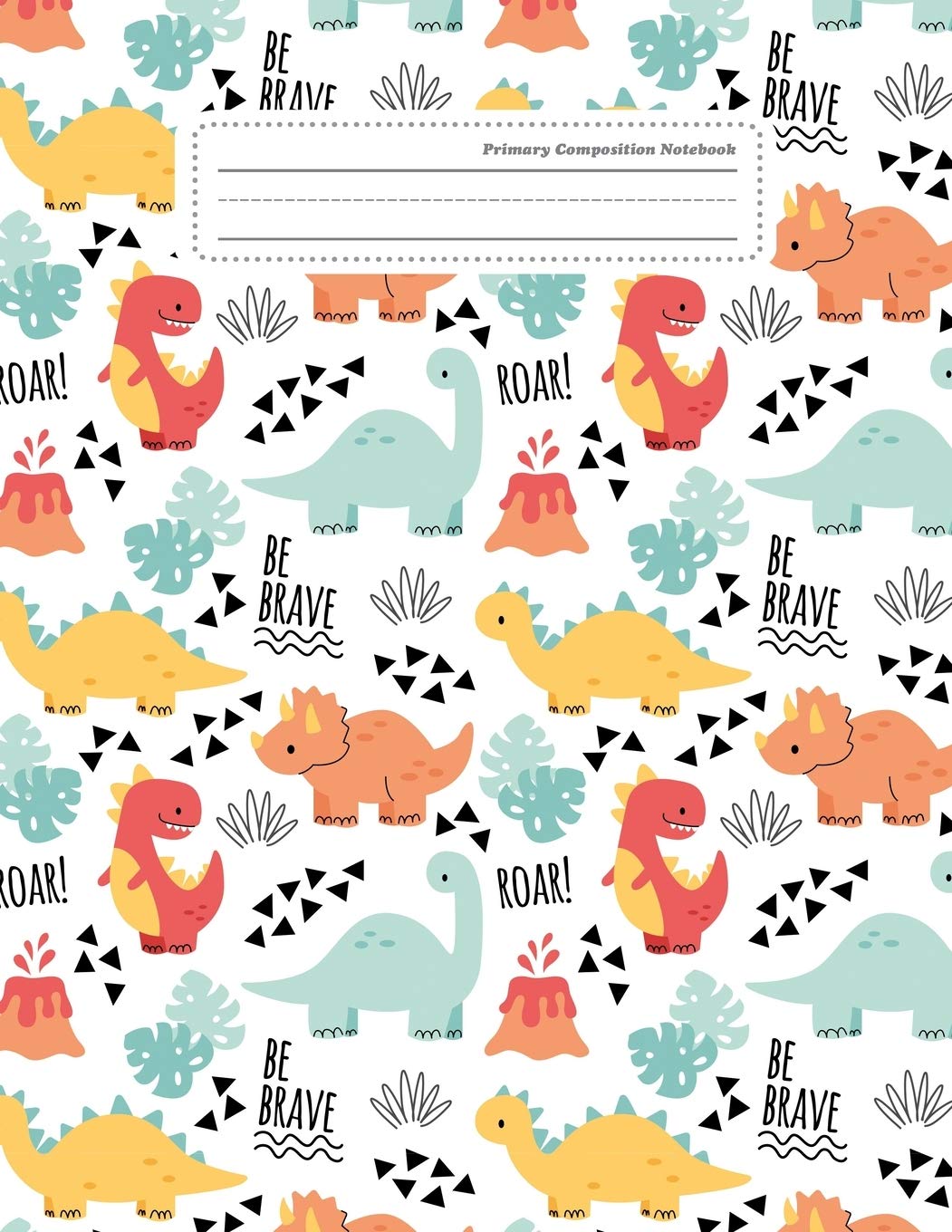 Primary Composition Notebook: Write and Draw Story Journal Unruled Top Ruled Bottom Half Page Dotted Dashed Midline Lined Paper Picture Drawing Space ... Grades K-2 Kids Girls Boys, Dinosaur Study Guides