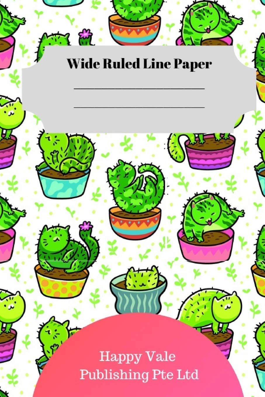 Cute Cactus Theme Wide Ruled Line Paper Hobbies & Crafts