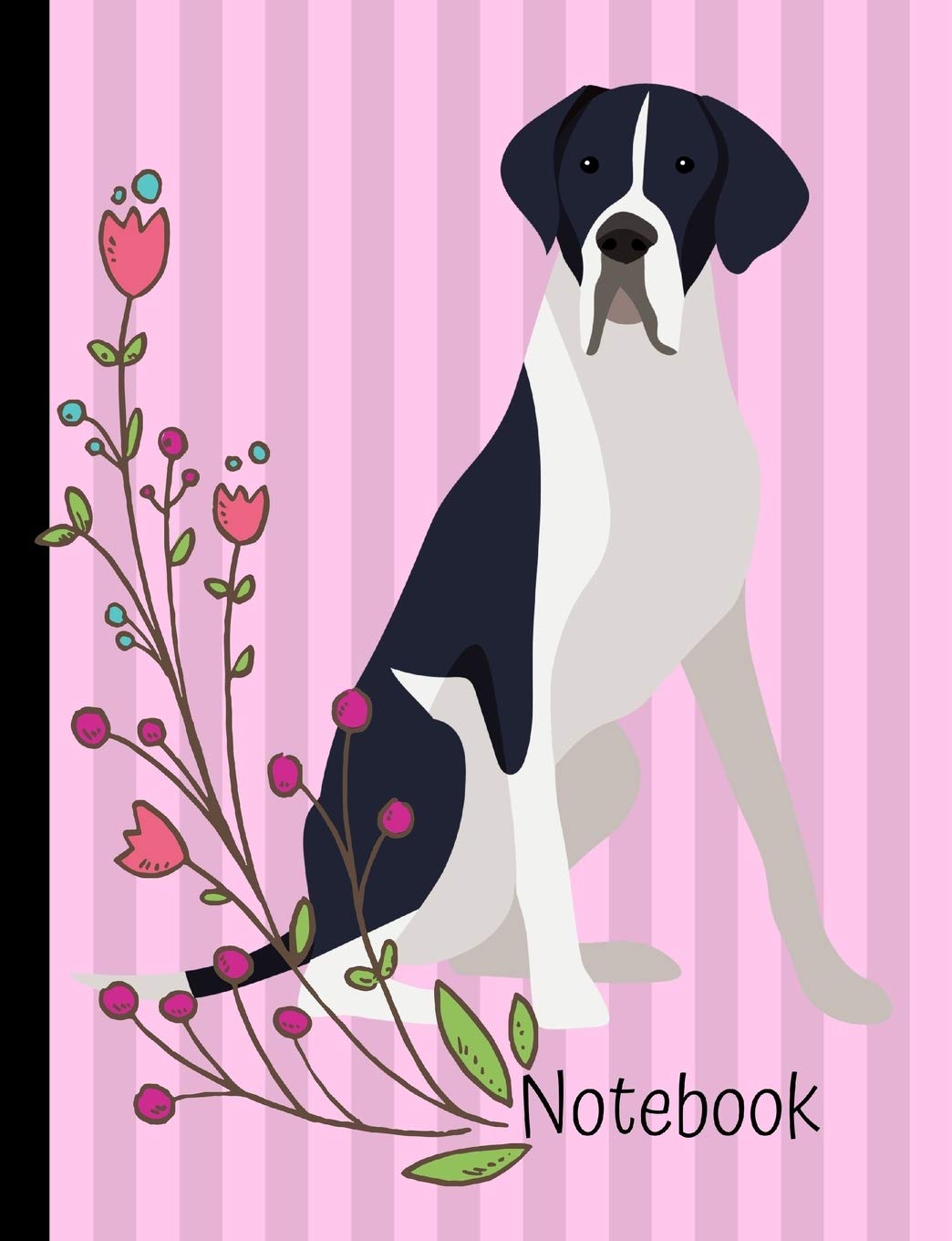 Notebook: Great Dane Dog Pink School Composition Notebook 100 Pages Wide Ruled Lined Paper Pets