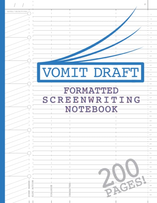 Blank Screenwriting Notebook: Write Your Own Movies - 200 Pages of Pre-Formatted Script Templates - 8.5" x 11" Journal for Ideas + Notes in Sidebars for Writers of TV Shows & Films (Vomit Drafts) Media & Communication