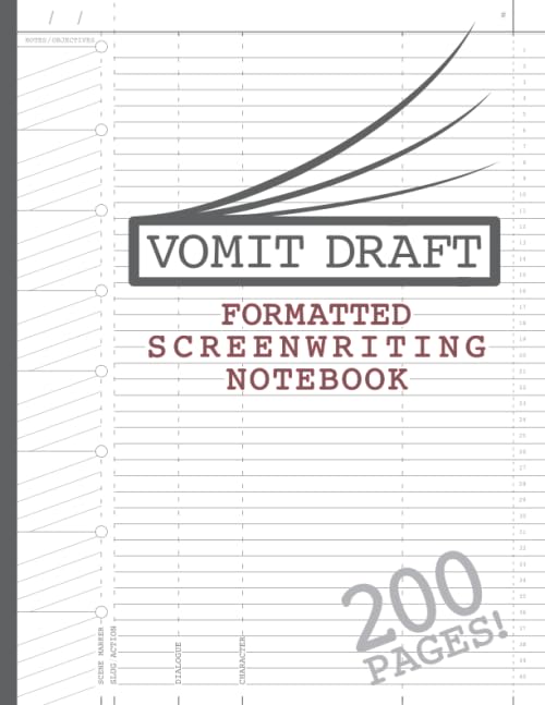 Blank Screenwriting Notebook: Write Your Own Movies - 200 Pages of Pre-Formatted Script Templates - 8.5" x 11" Journal for Ideas + Notes in Sidebars for Writers of TV Shows & Films (Vomit Drafts) Media & Communication