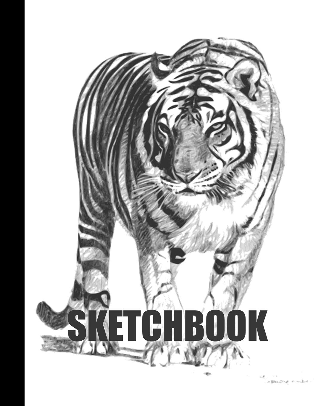 Sketchbook: Tiger Cover Design | White Paper | 120 Blank Unlined Pages | 8.5" X 11" | Matte Finished Soft Cover Books