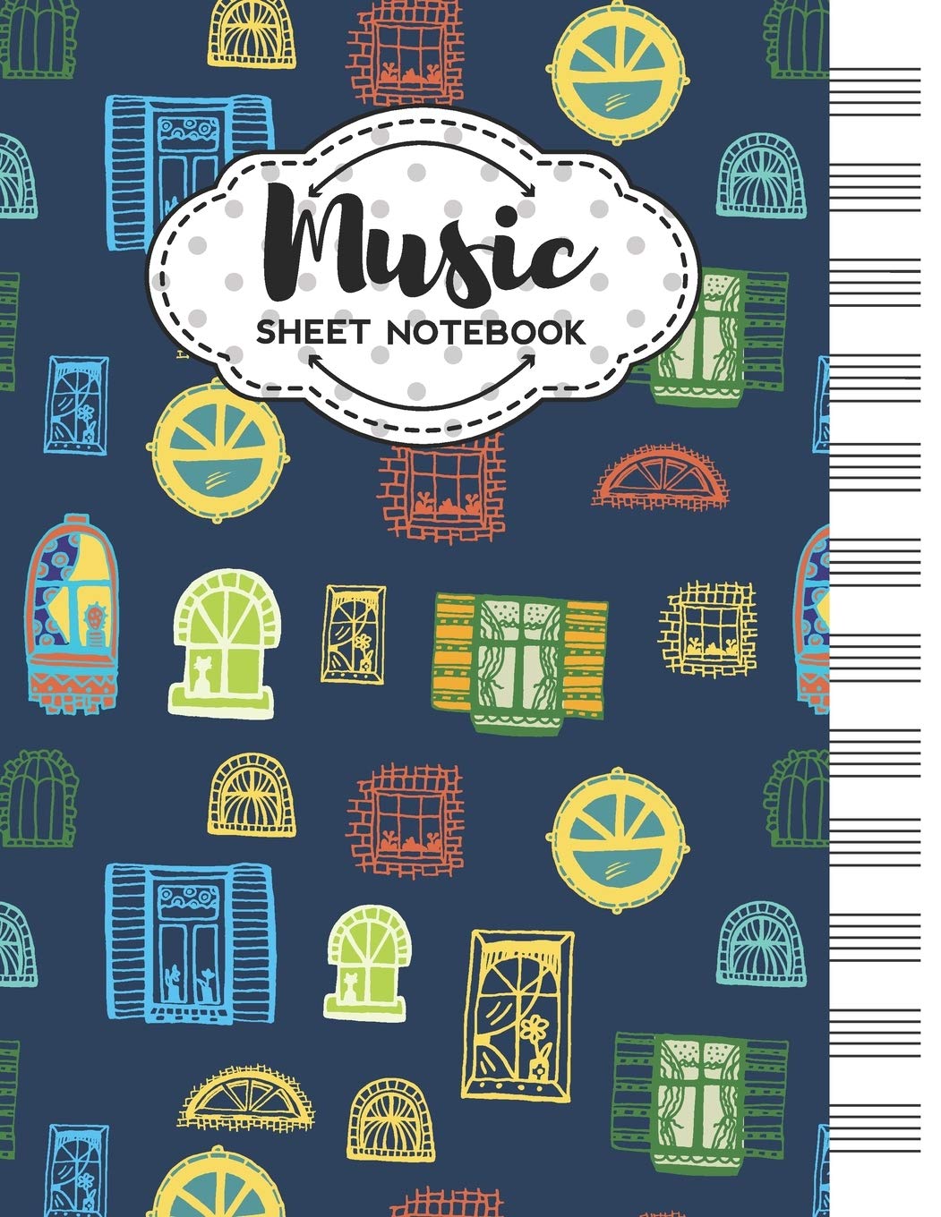 Music Sheet Notebook: Blank Staff Manuscript Paper with Unique Windows Themed Cover Design Arts & Music