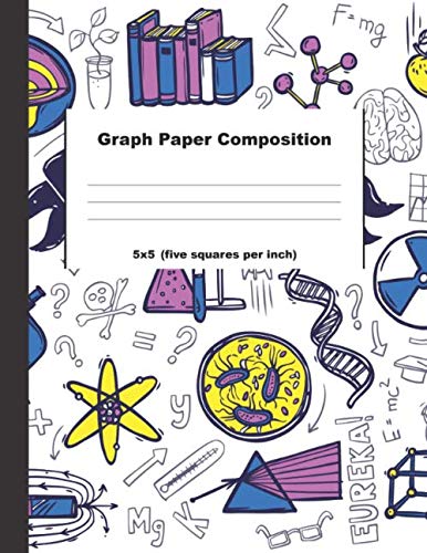Graph Paper Composition Book: Science Icons Cover - Grid Paper Notebook, Quad Ruled, 100 Sheets (Large, 8.5 x 11) Essays & Short Stories