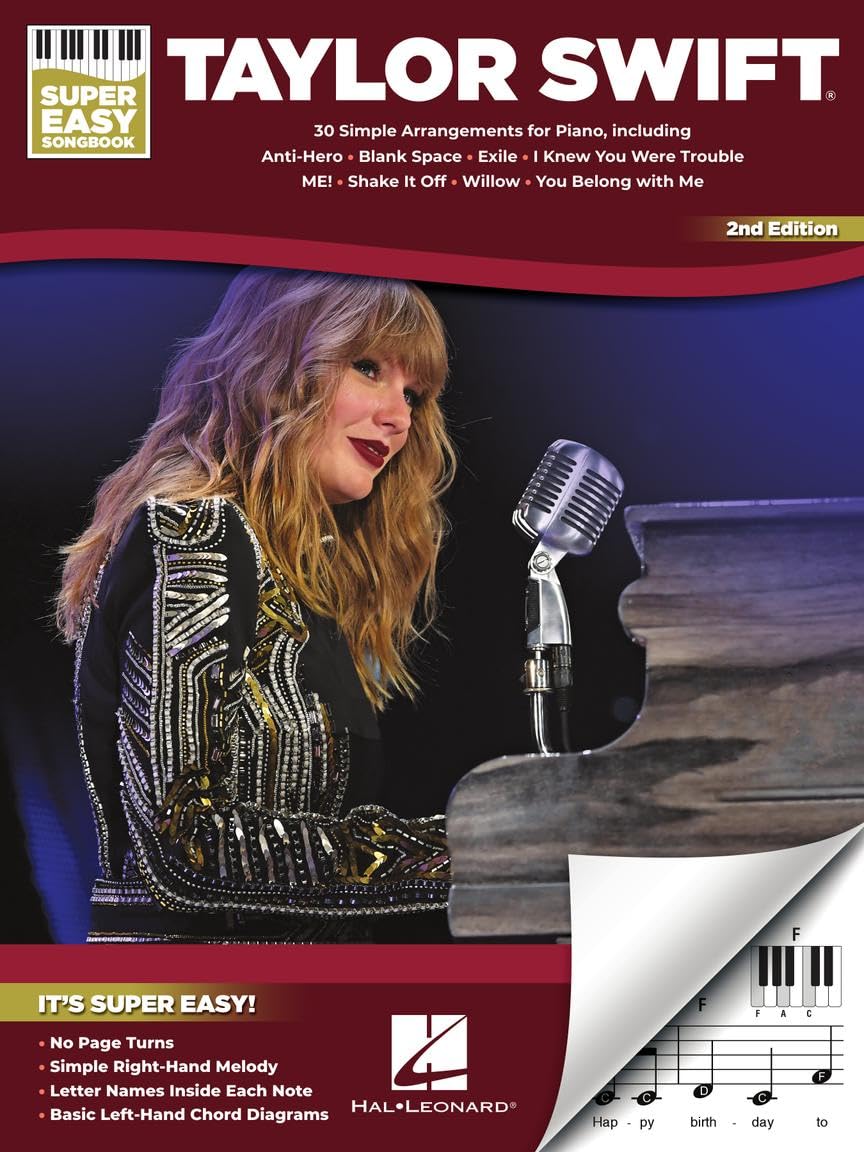 Taylor Swift - Super Easy Songbook | Einfache Klaviernoten mit Gesang für Anfänger | 30 Songs arrangiert für leichte Klavierbegleitung mit Melodie und Akkorden | Piano Vocal Songbook für Einsteiger Sheet Music