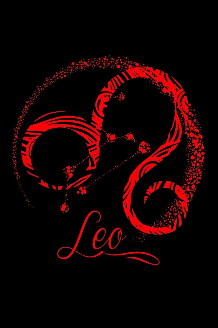 Journal: Red Leo Zodiac Sign July August Birthday Gift Horoscope Black Lined Notebook Writing Diary - 120 Pages 6 x 9 Film, Art & Culture