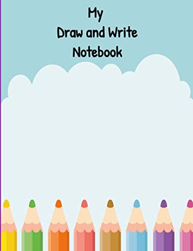 MY DRAW AND WRITE NOTEBOOK: Kids Story Journal Purple Pencil Cover Composition Book, Blank Paper with Dotted Midline and Picture Space, 8.5 x 11 School Exercise Story Media & Communication
