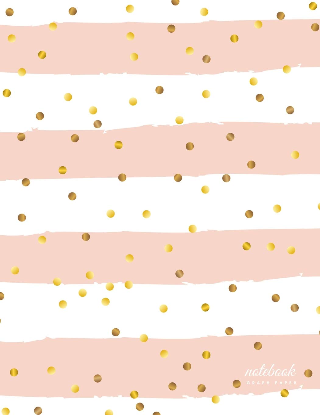 Graph Paper Notebook: Golden Dots on Pink & White Stripes Soft Cover | 1/4 inch squares | Large (8.5 x 11 inches) Letter Size | 100 Pages | Blank Quad Ruled Art Deco Journal Mathematics