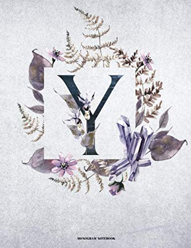 Y Monogram Notebook: Floral Wreath Initial Cover for Girls and Women School and Office College Ruled Line Paper (Vol 2) Books
