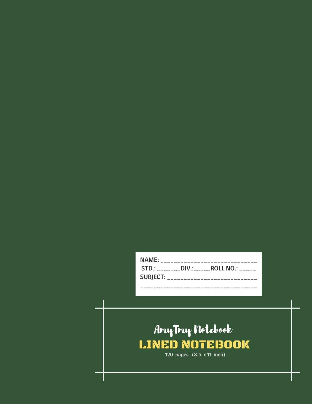 Lined Notebook | AmyTmy Notebook | 120 pages | 8.5 x 11 inch | Matte Cover Reference Books