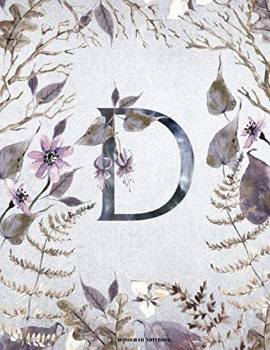 D Monogram Notebook: Floral Wreath Initial Cover for Girls and Women School and Office Journal Paper (Vol 1) Books