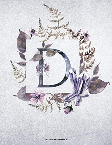 D Monogram Notebook: Floral Wreath Initial Cover for Girls and Women School and Office Journal Paper (Vol 2) Books